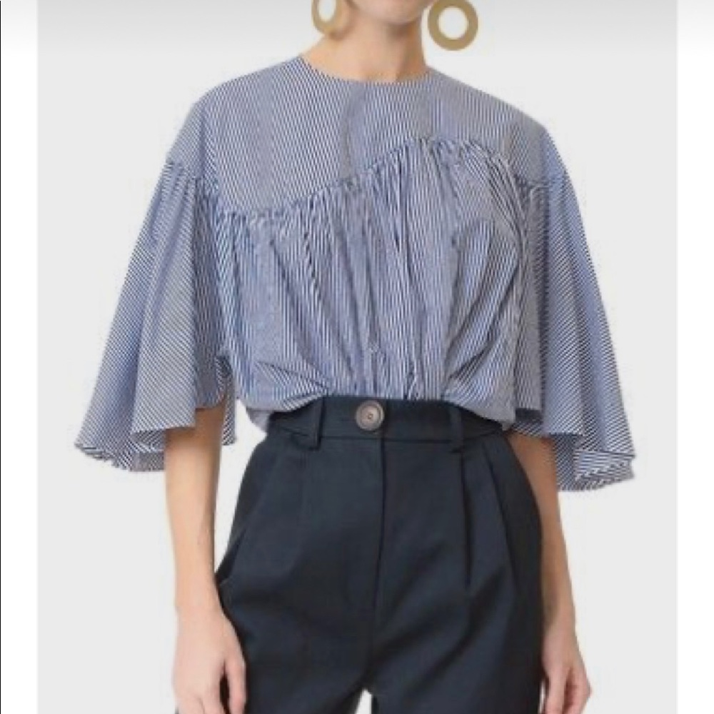 A.W.A.K.E mode striped poplin wing top